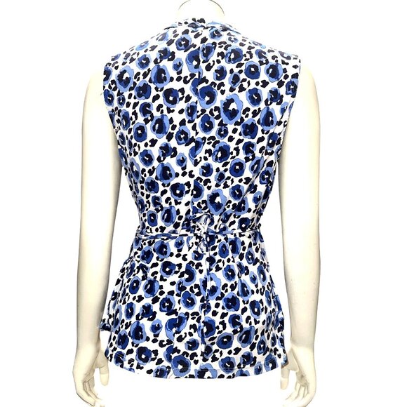 41 Hawthorn Small Blue Black Abstract Leopard Print Wrap Blouse - Picture 5 of 12